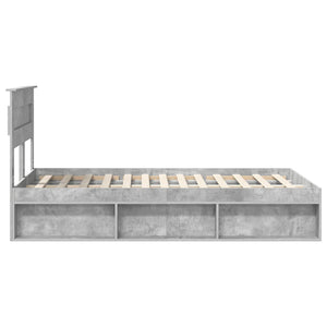 vidaXL Bed Frame with Headboard Concrete 120 x 190 cm Solid Pine Wood