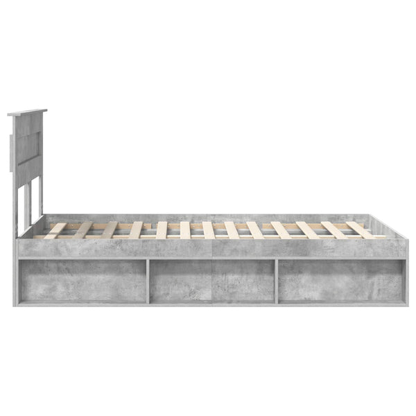 vidaXL Bed Frame with Headboard Concrete 120 x 190 cm Solid Pine Wood