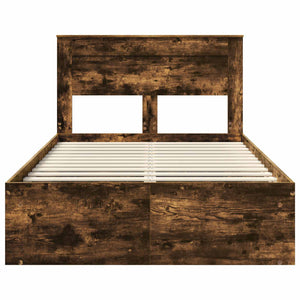 vidaXL Bed Frame Smoked Oak 120 x 190 cm Solid Pine Wood