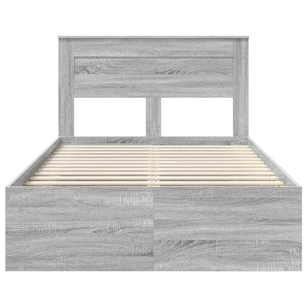 vidaXL Bed Frame Sonoma Grey 120 x 190 cm Solid Pine Wood