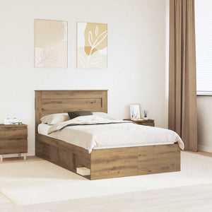 vidaXL Bed Frame with Headboard Craftsman Oak 120 x 190 cm