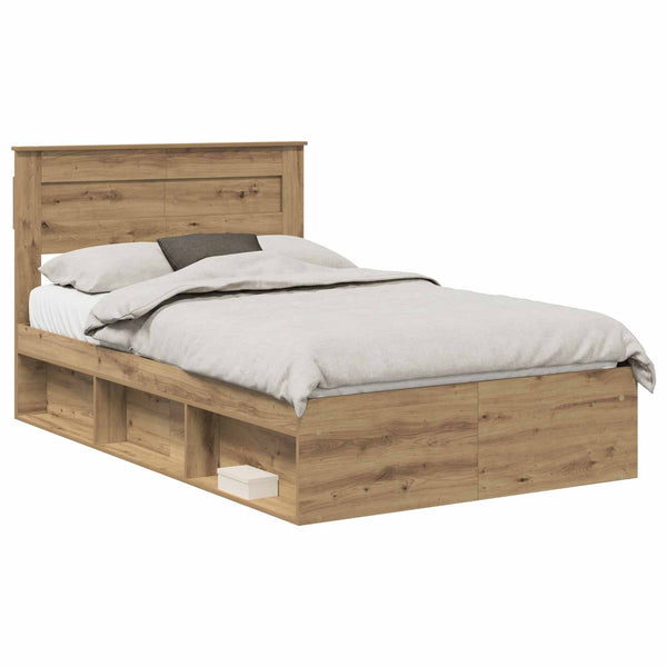 vidaXL Bed Frame with Headboard Craftsman Oak 120 x 190 cm