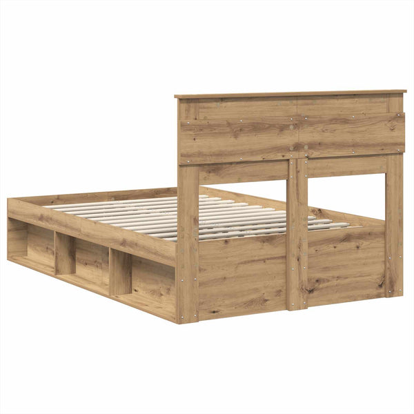 vidaXL Bed Frame with Headboard Craftsman Oak 120 x 190 cm