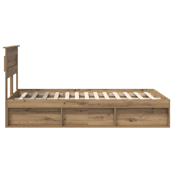 vidaXL Bed Frame with Headboard Craftsman Oak 120 x 190 cm