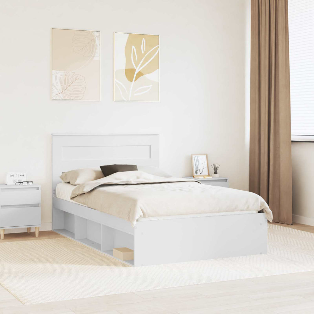 vidaXL Bed Frame with Headboard White 120 x 200 cm Solid Pine Wood