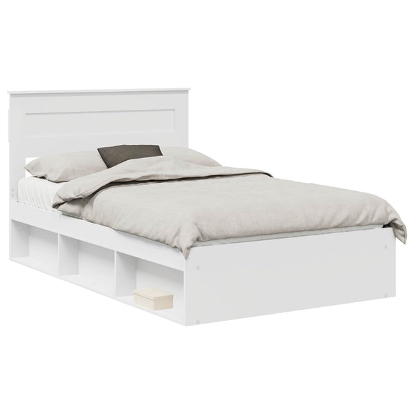 vidaXL Bed Frame with Headboard White 120 x 200 cm Solid Pine Wood