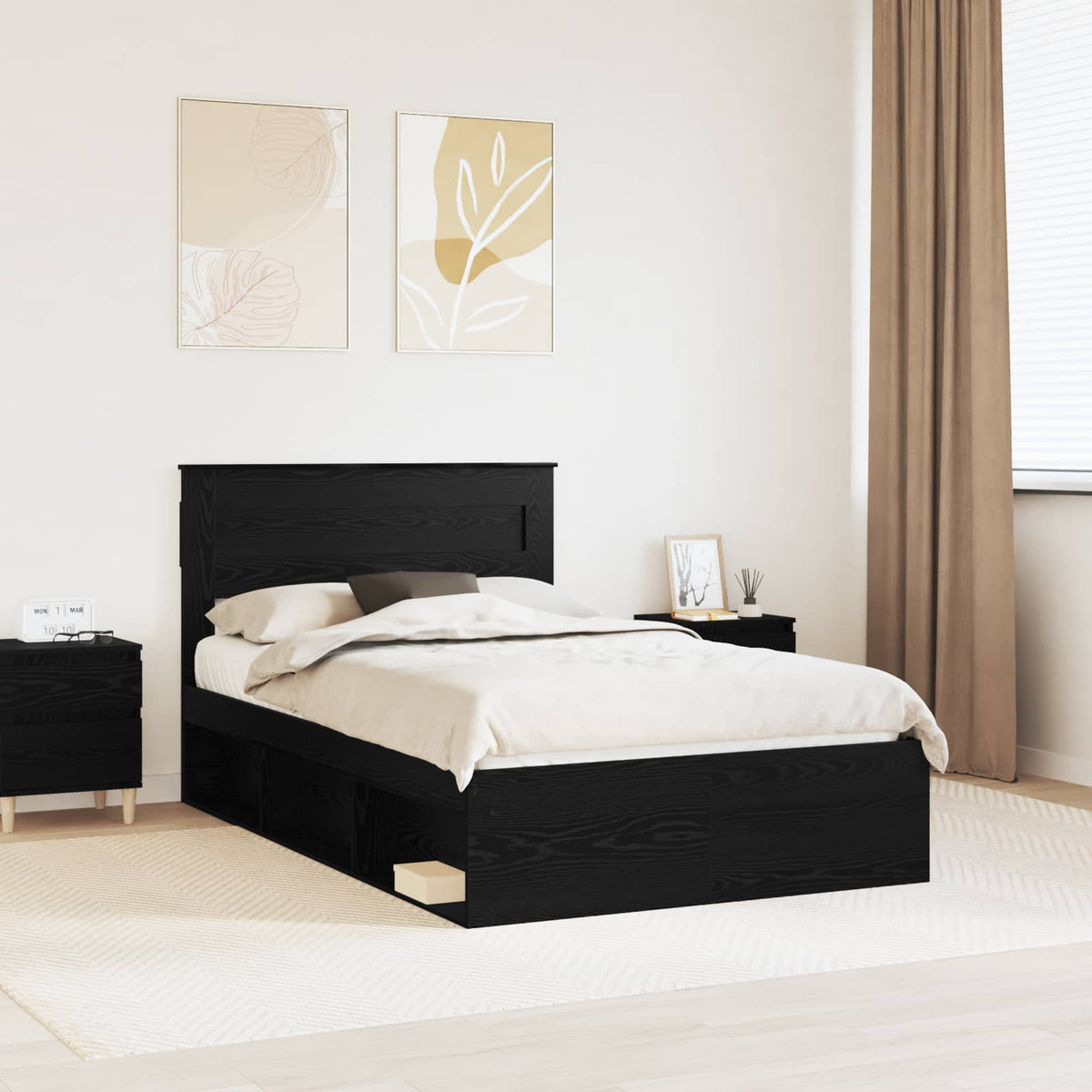 vidaXL Bed Frame Black 120 x 200 cm Solid Pine Wood