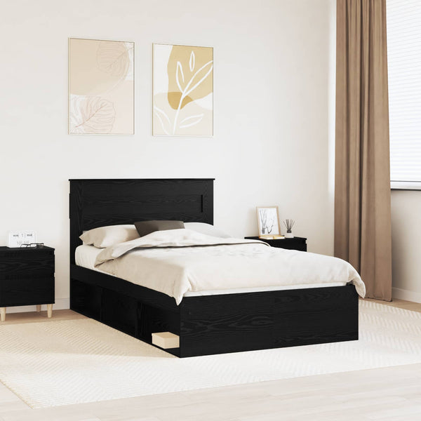 vidaXL Bed Frame Black 120 x 200 cm Solid Pine Wood