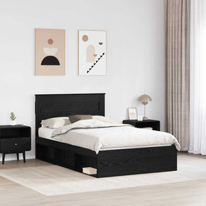 vidaXL Bed Frame Black 120 x 200 cm Solid Pine Wood