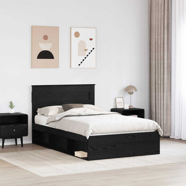 vidaXL Bed Frame Black 120 x 200 cm Solid Pine Wood