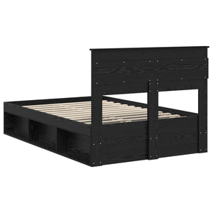 vidaXL Bed Frame Black 120 x 200 cm Solid Pine Wood
