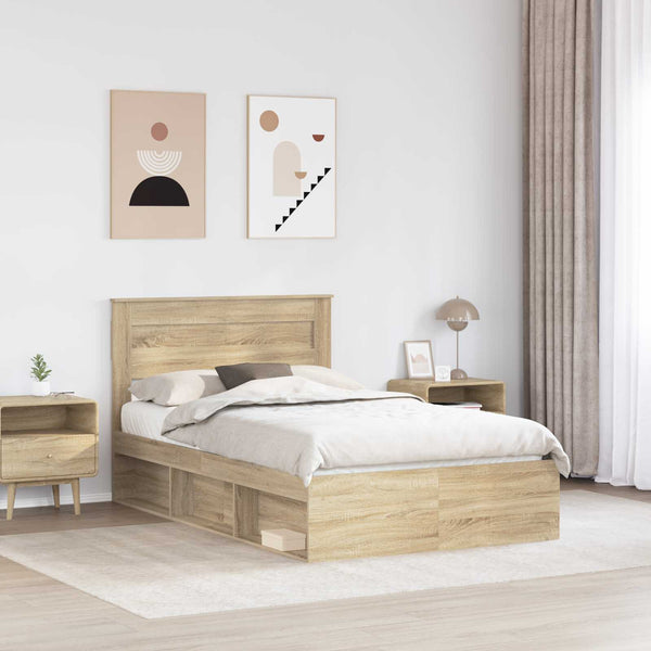 vidaXL Bed Frame Sonoma 120 x 200 cm Solid Pine Wood