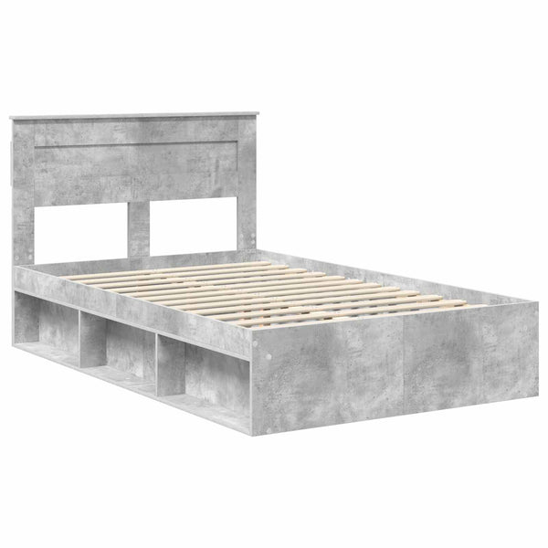 vidaXL Bed Frame with Headboard Concrete 120 x 200 cm Solid Pine Wood