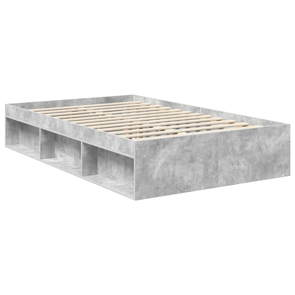 vidaXL Bed Frame with Headboard Concrete 120 x 200 cm Solid Pine Wood