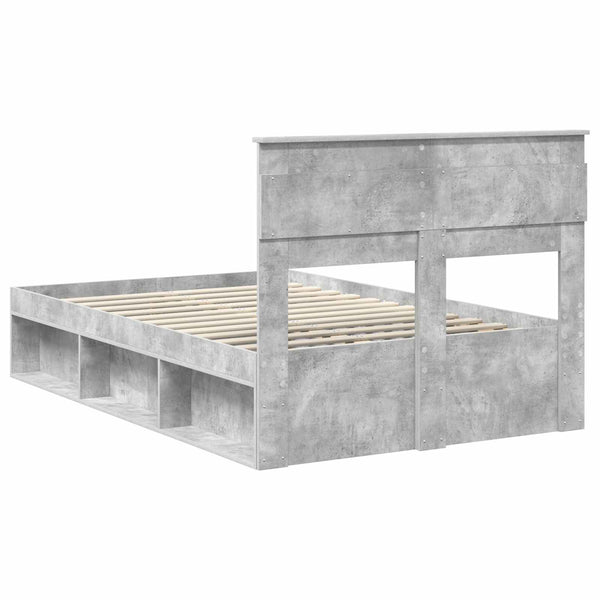 vidaXL Bed Frame with Headboard Concrete 120 x 200 cm Solid Pine Wood