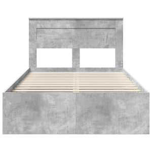 vidaXL Bed Frame with Headboard Concrete 120 x 200 cm Solid Pine Wood