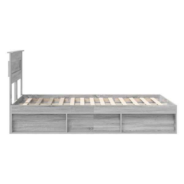 vidaXL Bed Frame Grey Sonoma 120 x 200 cm Solid Pine Wood