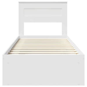 vidaXL Bed Frame with Headboard White 100 x 200 cm Solid Pine Wood