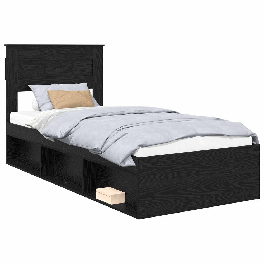 vidaXL Bed Frame Black 100 x 200 cm Solid Pine Wood