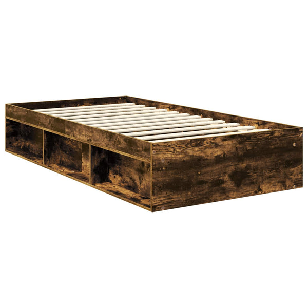vidaXL Bed Frame Smoked Oak 100 x 200 cm Solid Pine Wood