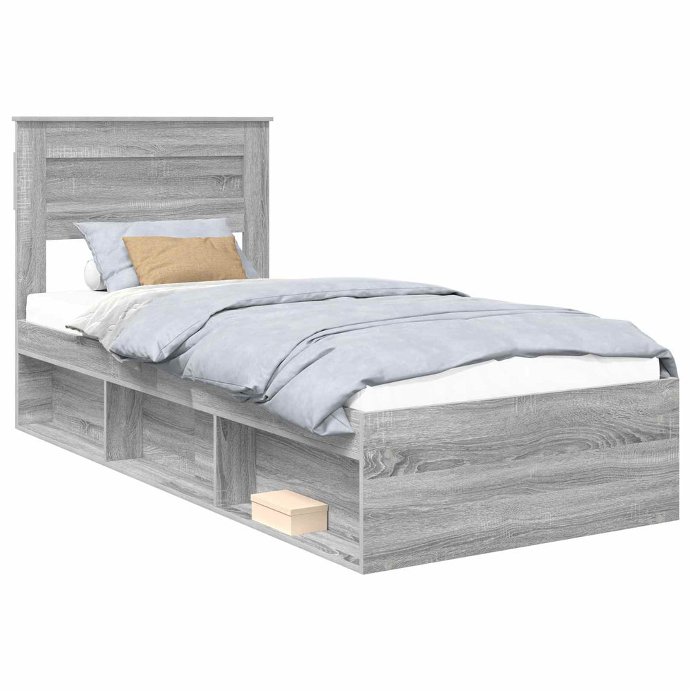 vidaXL Bed Frame Sonoma Grey 100 x 200 cm Solid Pine Wood