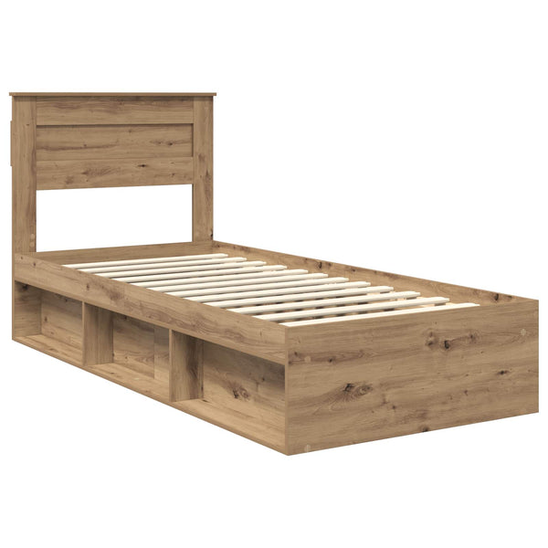 vidaXL Bed Frame with Headboard Solid Oak 100 x 200 cm