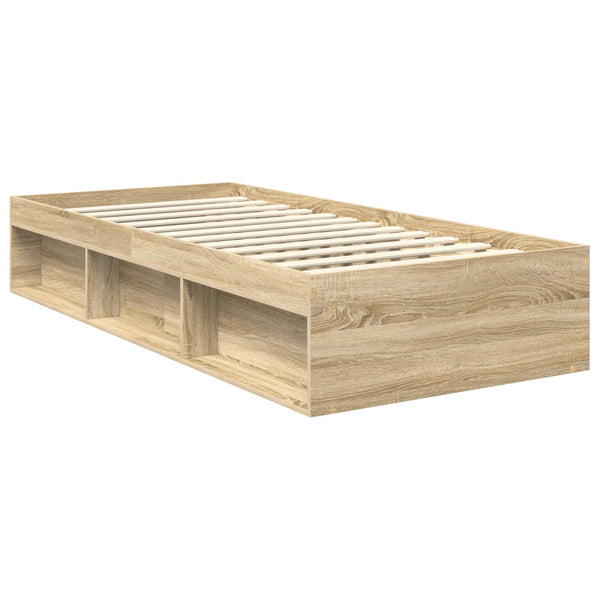 vidaXL Bed Frame with Headboard Sonoma 90 x 190 cm Solid Pine Wood