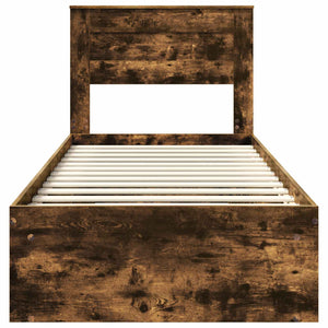 vidaXL Bed Frame Smoked Oak 90 x 190 cm Solid Pine Wood