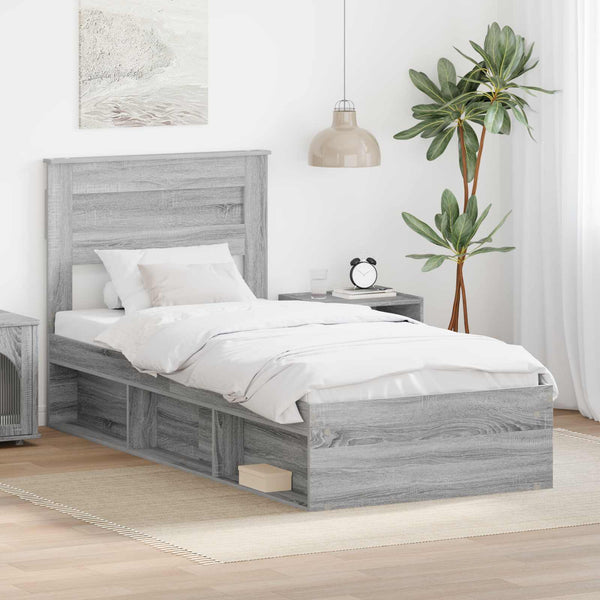 vidaXL Bed Frame Sonoma Grey 90 x 190 cm Solid Pine Wood