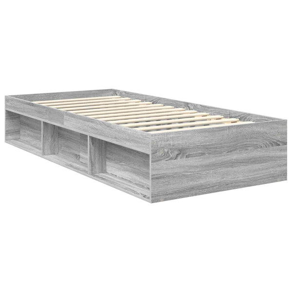 vidaXL Bed Frame Sonoma Grey 90 x 190 cm Solid Pine Wood