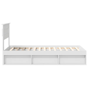 vidaXL Bed Frame with Headboard White 90 x 200 cm Solid Pine Wood