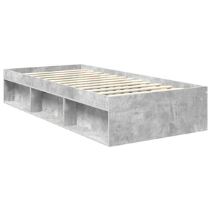 vidaXL Bed Frame with Headboard Concrete 90 x 200 cm Solid Pine Wood