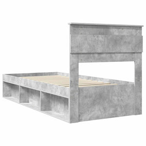 vidaXL Bed Frame with Headboard Concrete 90 x 200 cm Solid Pine Wood