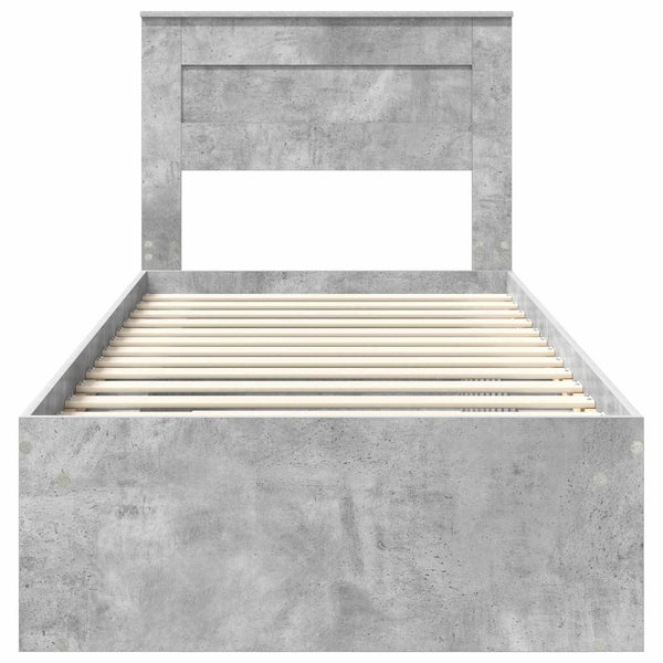 vidaXL Bed Frame with Headboard Concrete 90 x 200 cm Solid Pine Wood