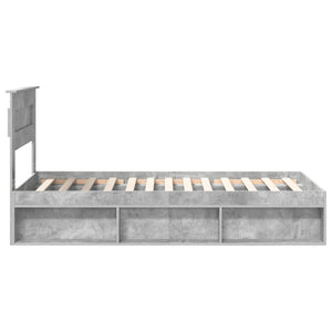 vidaXL Bed Frame with Headboard Concrete 90 x 200 cm Solid Pine Wood