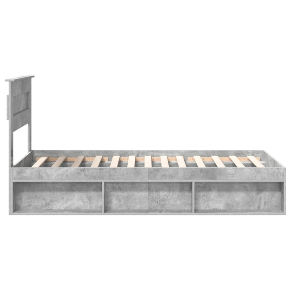vidaXL Bed Frame with Headboard Concrete 90 x 200 cm Solid Pine Wood