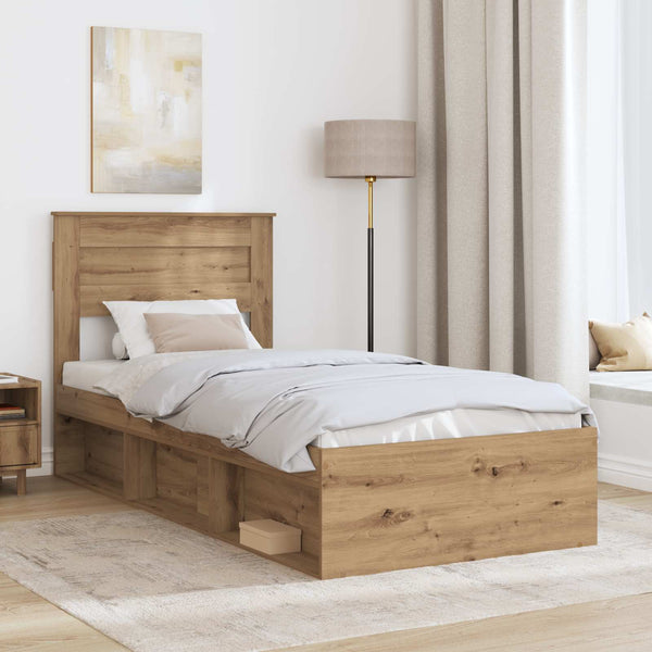 vidaXL Bed Frame Solid Craft Oak 90 x 200 cm Solid Pine Wood