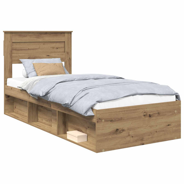 vidaXL Bed Frame Solid Craft Oak 90 x 200 cm Solid Pine Wood