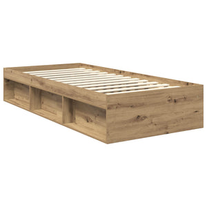 vidaXL Bed Frame Solid Craft Oak 90 x 200 cm Solid Pine Wood