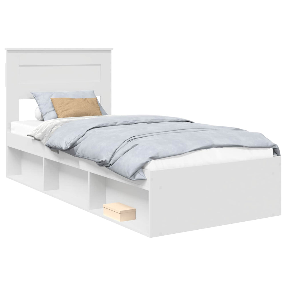 vidaXL Bed Frame with Headboard White 75 x 190 cm Solid Pine Wood