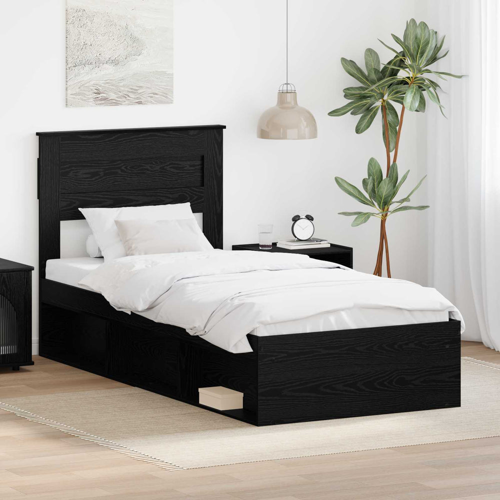 vidaXL Bed Frame Black 75 x 190 cm Solid Pine Wood