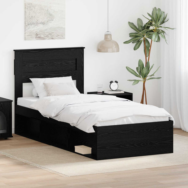 vidaXL Bed Frame Black 75 x 190 cm Solid Pine Wood