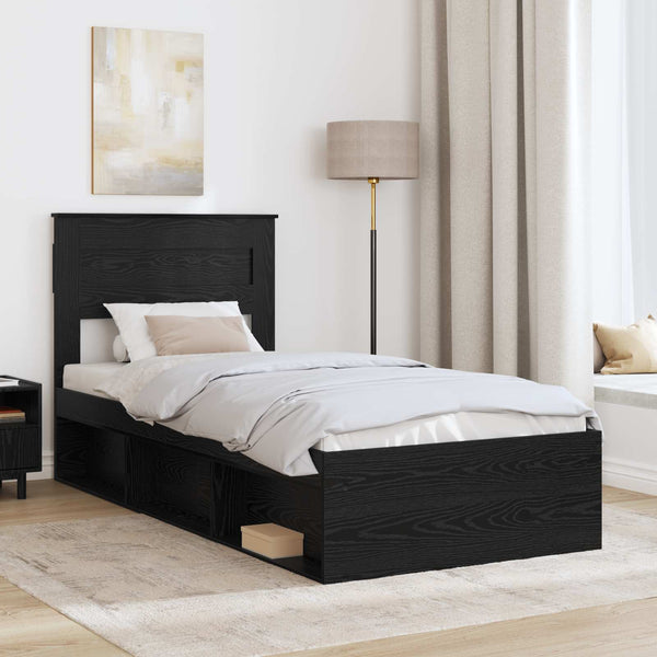 vidaXL Bed Frame Black 75 x 190 cm Solid Pine Wood