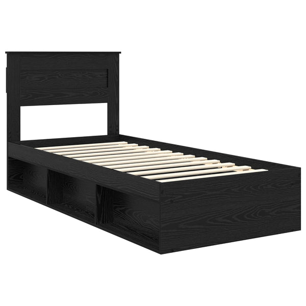 vidaXL Bed Frame Black 75 x 190 cm Solid Pine Wood