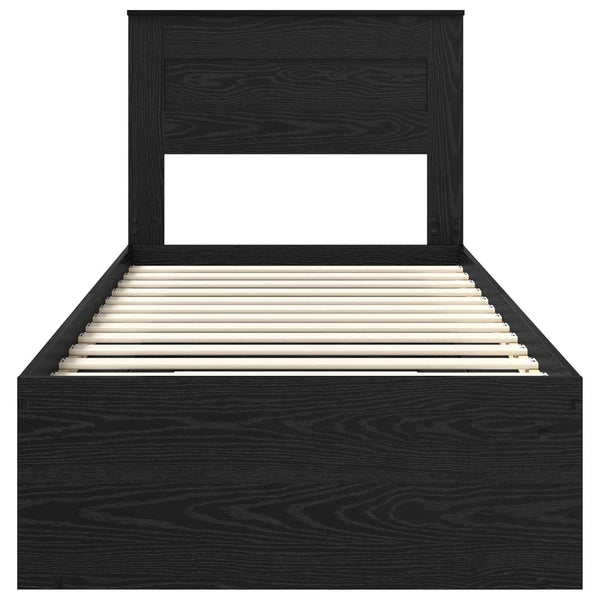 vidaXL Bed Frame Black 75 x 190 cm Solid Pine Wood