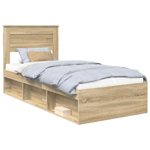 vidaXL Bed Frame Sonoma Oak 75 x 190 cm Solid Pine Wood