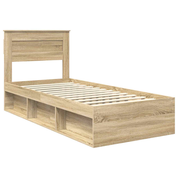 vidaXL Bed Frame Sonoma Oak 75 x 190 cm Solid Pine Wood