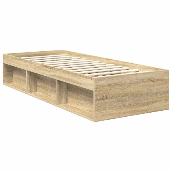 vidaXL Bed Frame Sonoma Oak 75 x 190 cm Solid Pine Wood
