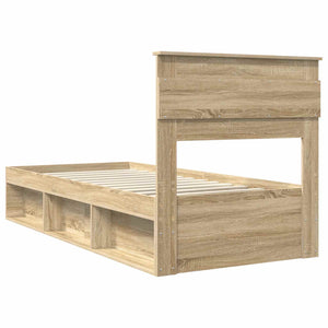 vidaXL Bed Frame Sonoma Oak 75 x 190 cm Solid Pine Wood