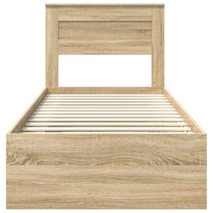 vidaXL Bed Frame Sonoma Oak 75 x 190 cm Solid Pine Wood